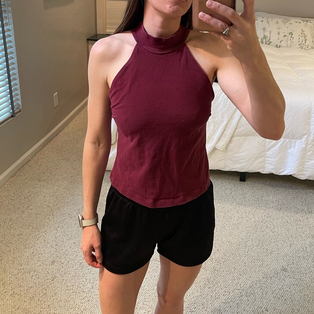 3/$15 maroon mock neck crop